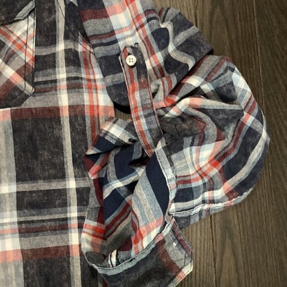 BUFFALO David Bitton Blue Plaid Saldio Cotton Button Down Large​​​​ - Picture 4 of 12